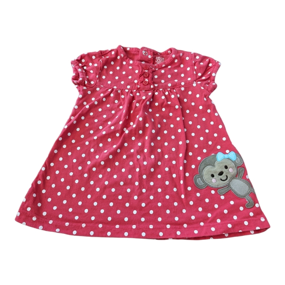 🏖️3/$20 Summer Sale🏖️Carter's Hot Pink Polkadot and Monkey Dresss